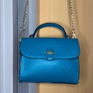 Blue Green Crossbody with Gold Chain
